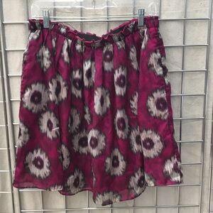Odille Magenta and Gray Abstract Pull-on Skirt